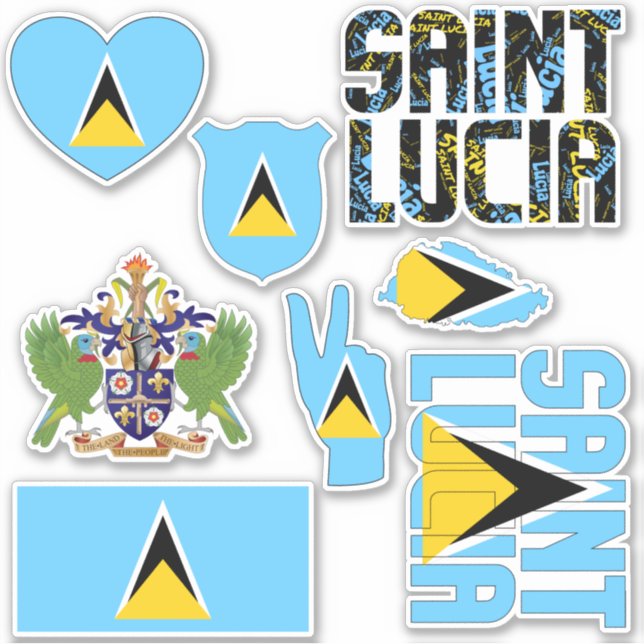 Amazing Saint Lucia Shapes National Symbols Sticker (Front)