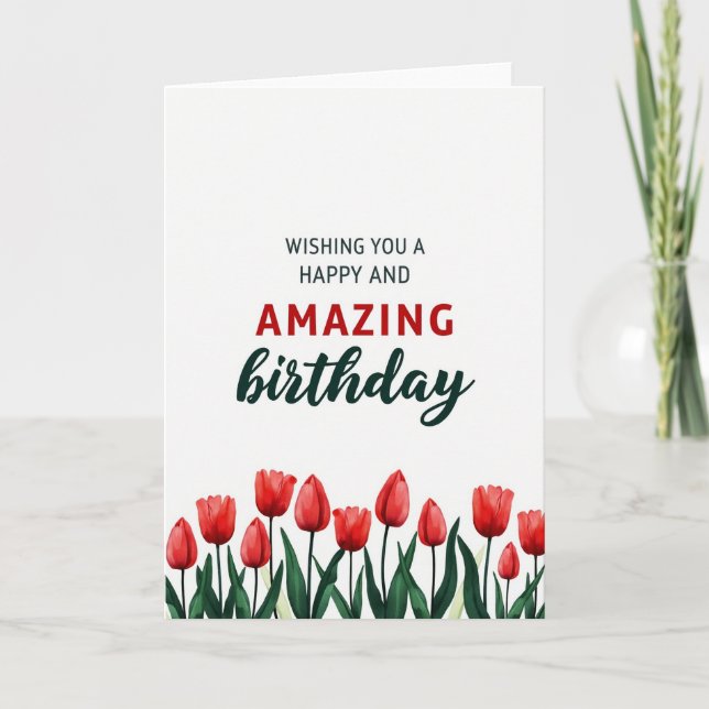Amazing Scarlet Floral Card (Front)
