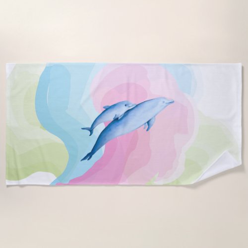 Amazing sea with dolphins beach towel