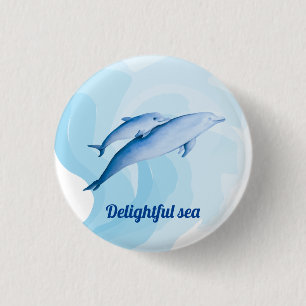 Amazing sea with dolphins button