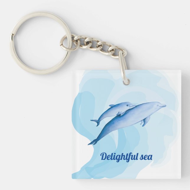 Amazing sea with dolphins keychain (Front)