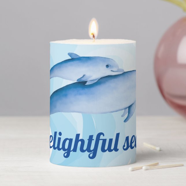 Amazing sea with dolphins pillar candle (In Situ)