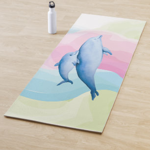 Amazing sea with dolphins yoga mat
