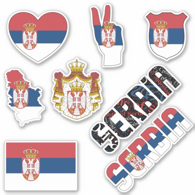 Amazing Serbia Shapes National Symbols Sticker (Front)