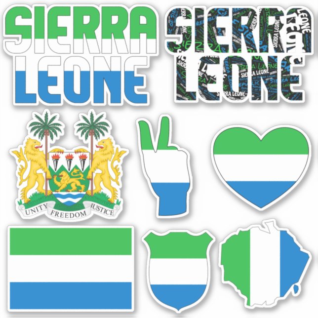 Amazing Sierra Leone Shapes National Symbols Sticker (Front)