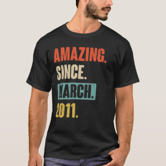 Amazing Since March 2011 Birthday 12th Decoration T-Shirt