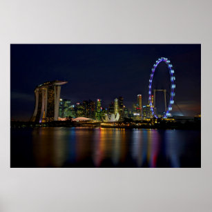 Amazing Singapore Skyline by Night Poster