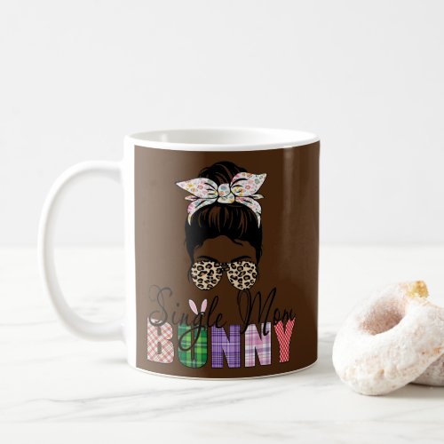 Amazing Single Mom Bunny Messy Bun Leopard Easter Coffee Mug