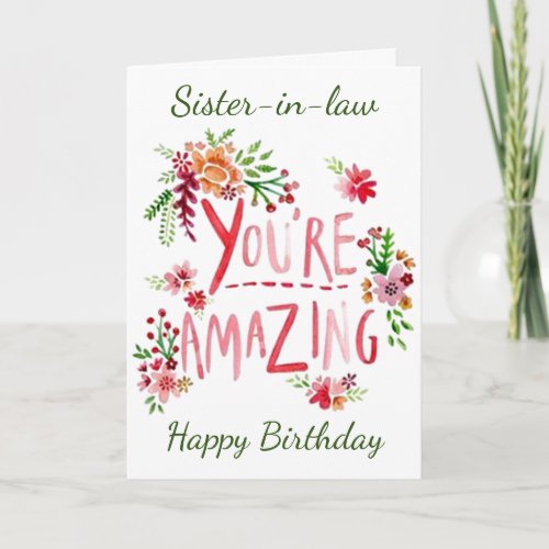 AMAZING SISTER_IN_LAW ON YOUR BIRTHDAY Card