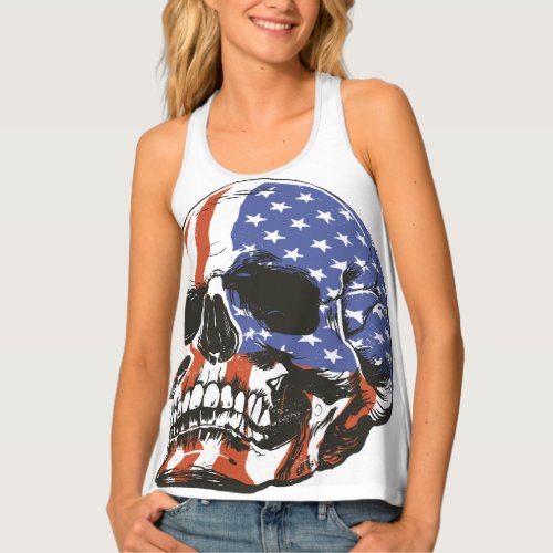 Amazing skull with the American flag Tank Top
