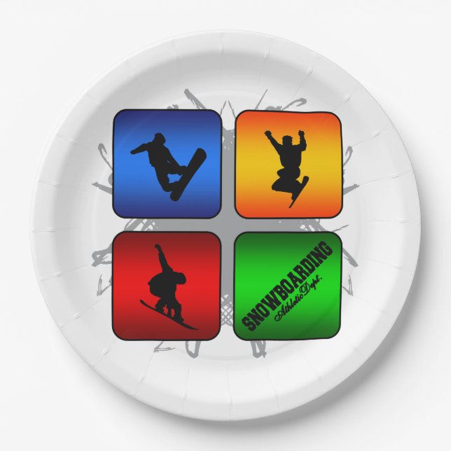 Amazing Snowboarding Urban Style Paper Plates (Front)