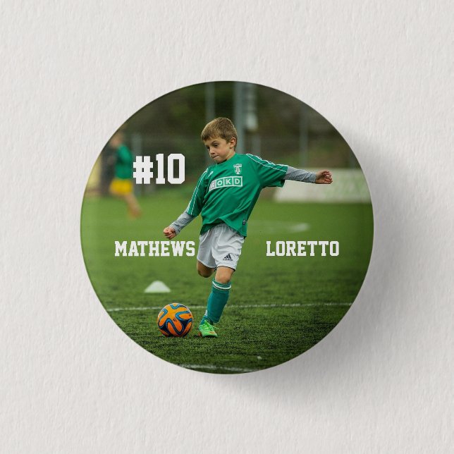 Amazing Soccer Player Add Name Number and Photo Button (Front)