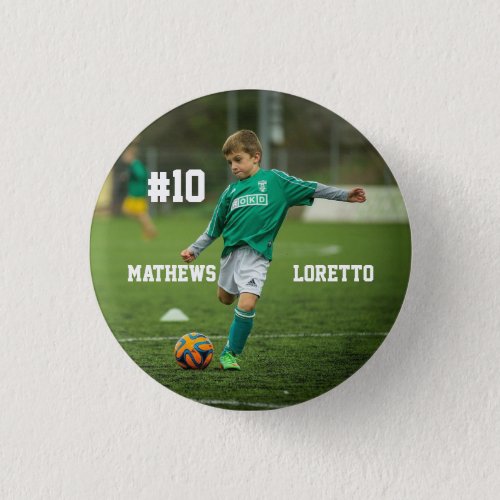 Amazing Soccer Player Add Name Number and Photo Button
