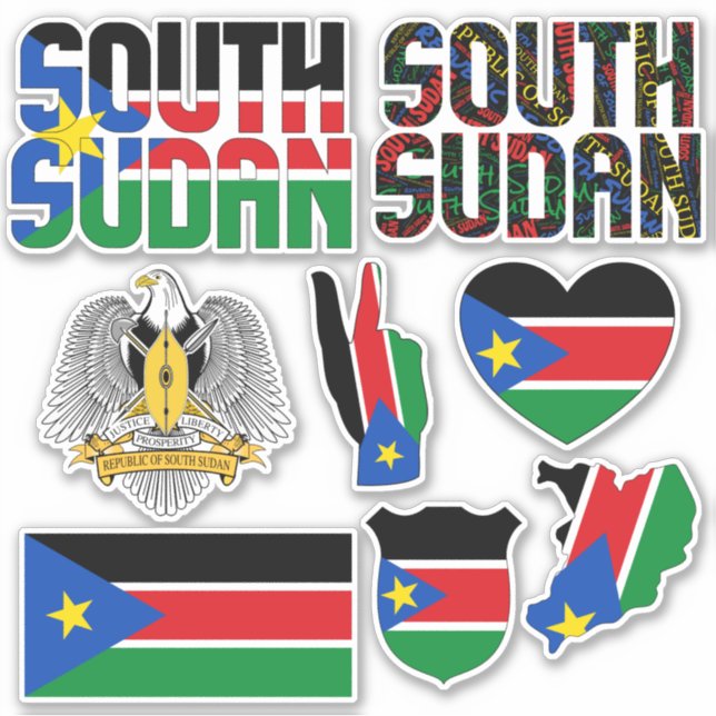 Amazing South Sudan Shapes National Symbols Sticker (Front)