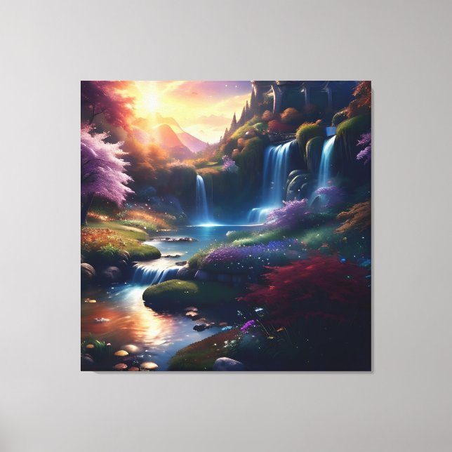 Amazing Splendor Waterfall Autumn Landscape 1 Canvas Print (Front)