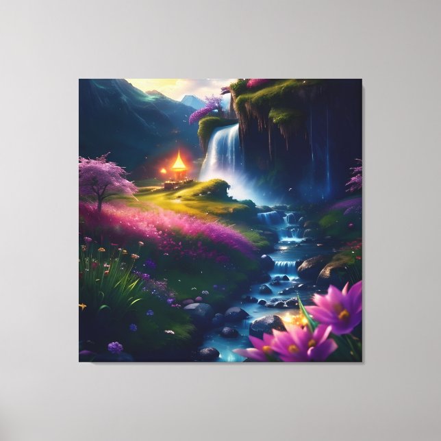 Amazing Splendor Waterfall Landscape 1 Canvas Print (Front)