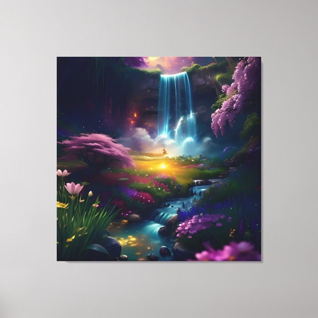 Amazing Splendor Waterfall Landscape 3 Canvas Print (Front)