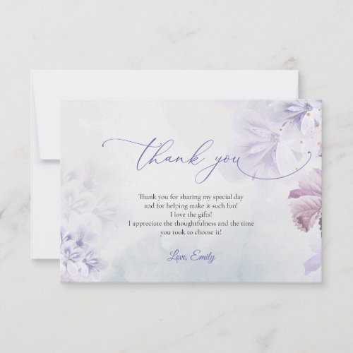 Amazing spring purple dusty pink Bridal Shower Thank You Card