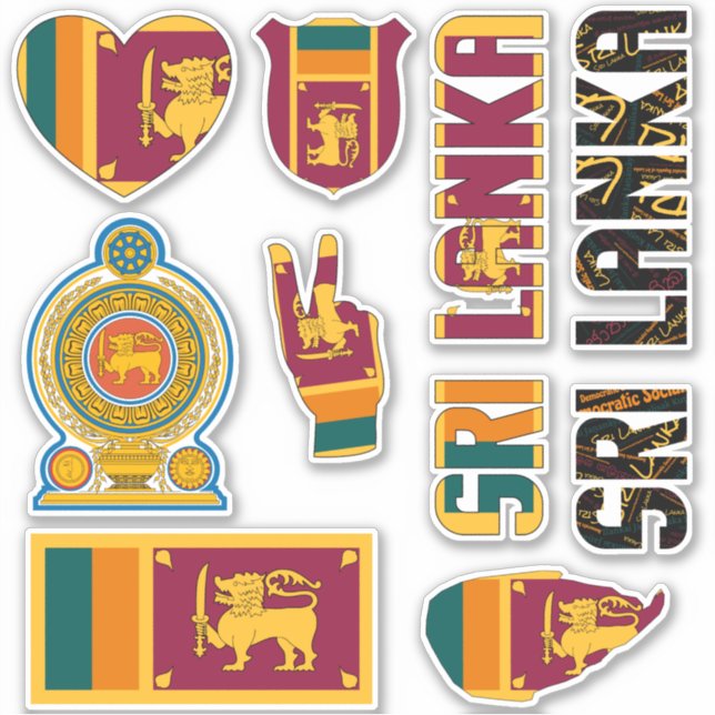 Amazing Sri Lanka Shapes National Symbols Sticker (Front)