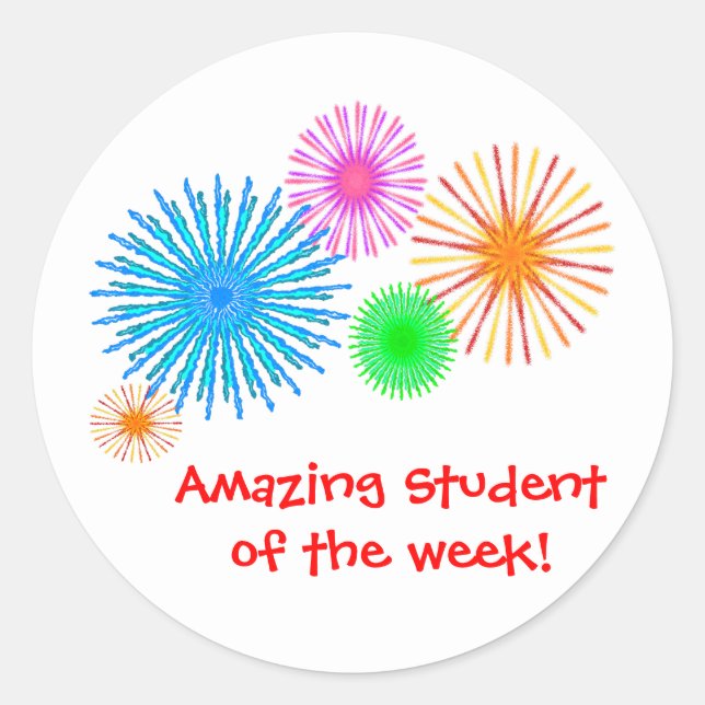 Amazing Student of the Week! Classic Round Sticker (Front)