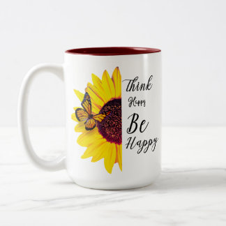 Amazing Sunflower Happy Quote Two-Tone Coffee Mug