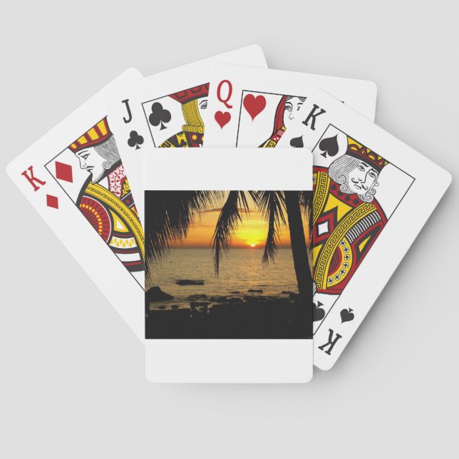 Amazing Sunset at the Beach Poker Cards (Back)