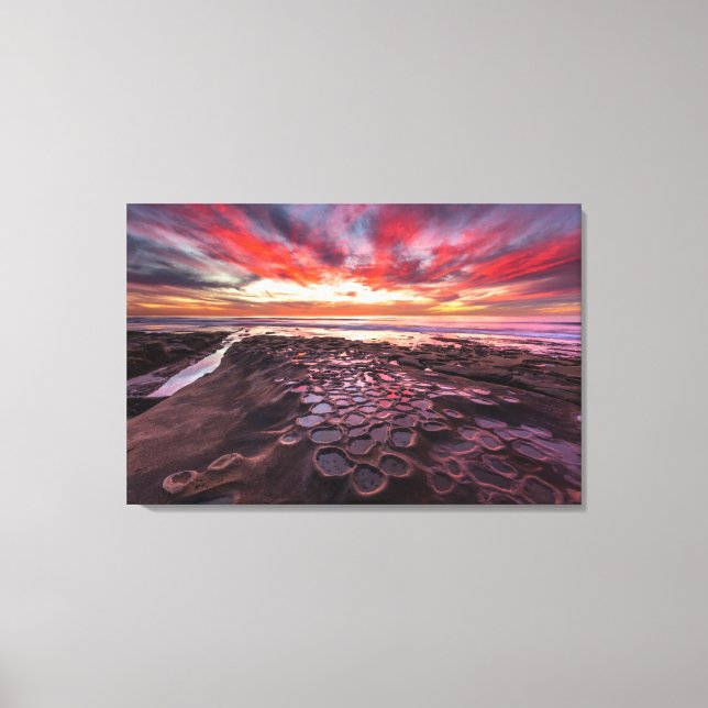 Amazing sunset at the tide pools canvas print (Front)