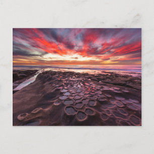 Amazing sunset at the tide pools postcard