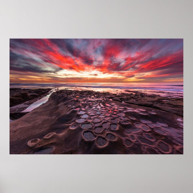 Amazing sunset at the tide pools poster (Front)