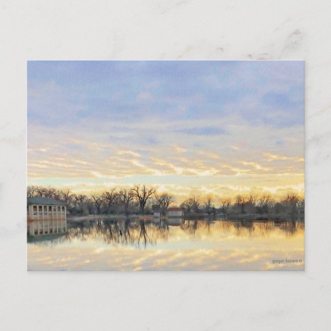Amazing Sunset over Washington Park Lake Denver CO Postcard (Front)