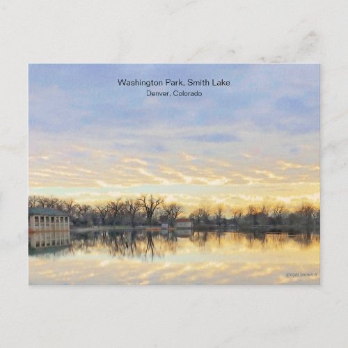 Amazing Sunset Washington Park Lake Denver CO Postcard