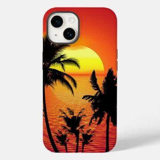 Amazing sunset with palms on tropical beach Case-Mate iPhone 14 case