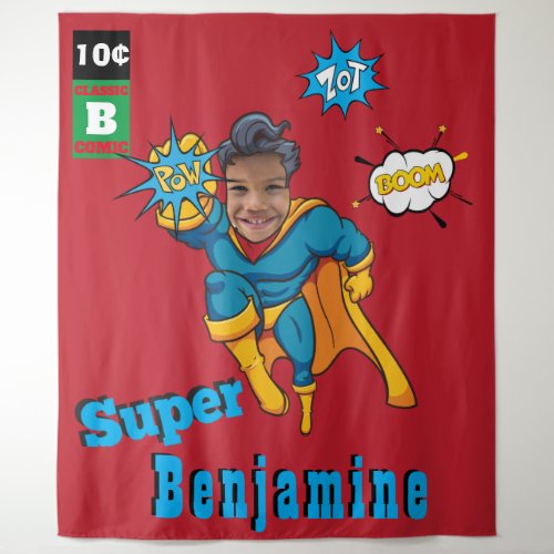 Amazing Superhero Birthday Photo Perfect Kids  Tapestry