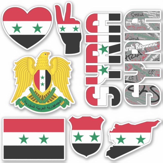 Amazing Syria Shapes National Symbols Sticker (Front)