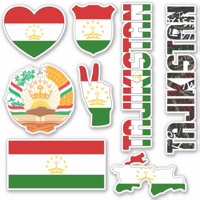 Amazing Tajikistan Shapes National Symbols Sticker (Front)