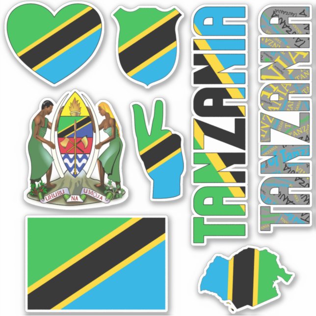 Amazing Tanzania Shapes National Symbols Sticker (Front)
