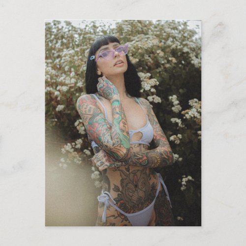 Amazing  Tattooed Beauty  Bikini Girl Photo Postcard