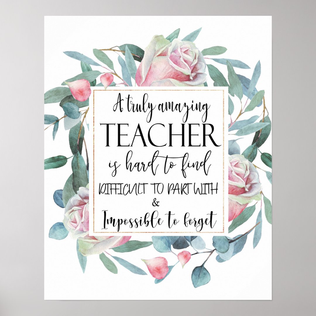 Amazing Teacher Floral Scripture Poster 