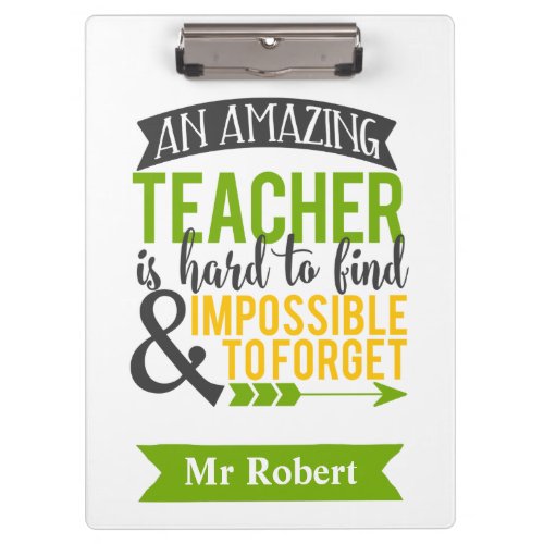 Amazing Teacher Hard to Find Personalized Clipboard