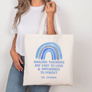 Amazing Teachers are Easy to Love Blue Rainbow Tote Bag