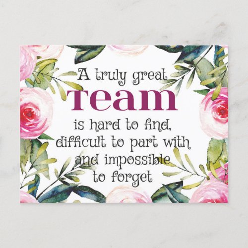 Amazing team work thank you quote office wall art postcard