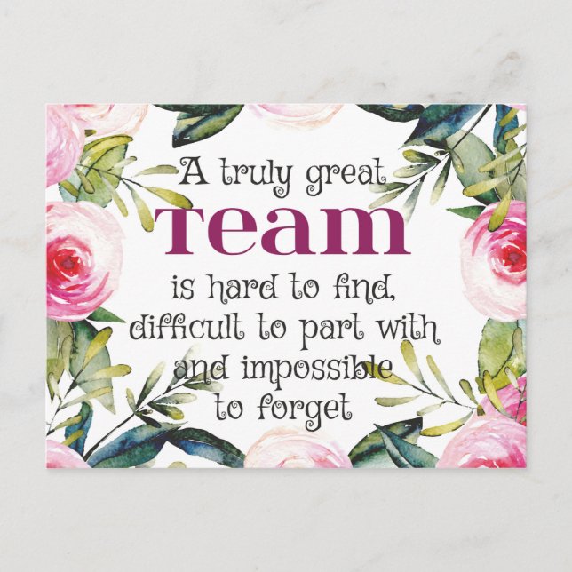 Amazing team work thank you quote office wall art postcard (Front)
