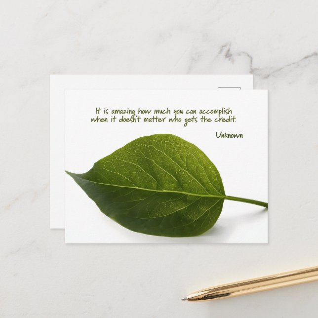 "Amazing Teamwork" Inspirational Quote Postcard (Front/Back In Situ)