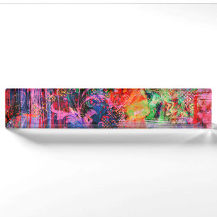 Amazing Textures in Red and Blue Desk Name Plate