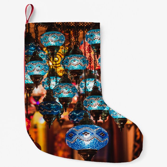 Amazing traditional handmade turkish lamps in souv small christmas stocking (Front)