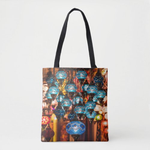 Amazing traditional handmade turkish lamps in souv tote bag