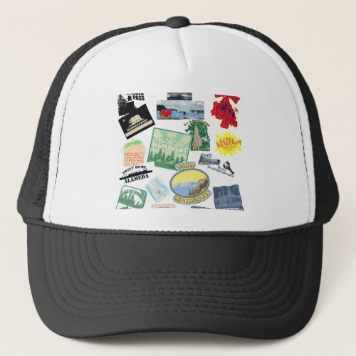 Amazing Travel Collage Fun Tourist Design Trucker Hat