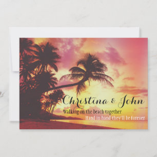 Amazing Tropical Beach Sunset Palm Trees Wedding Invitation