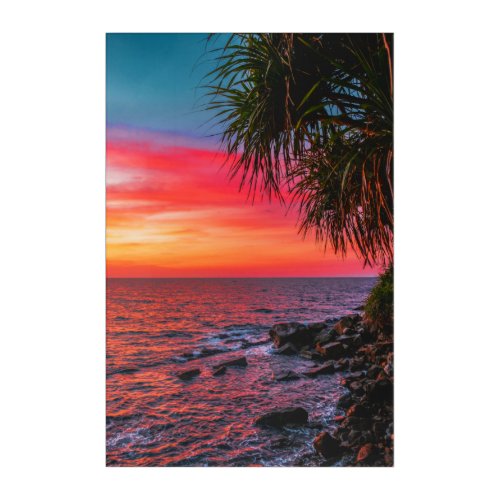 Amazing Tropical Ocean Palm Sunset Dream Acrylic Print