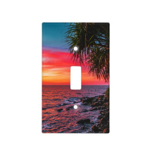 Amazing Tropical Ocean Palm Sunset Dream Light Switch Cover